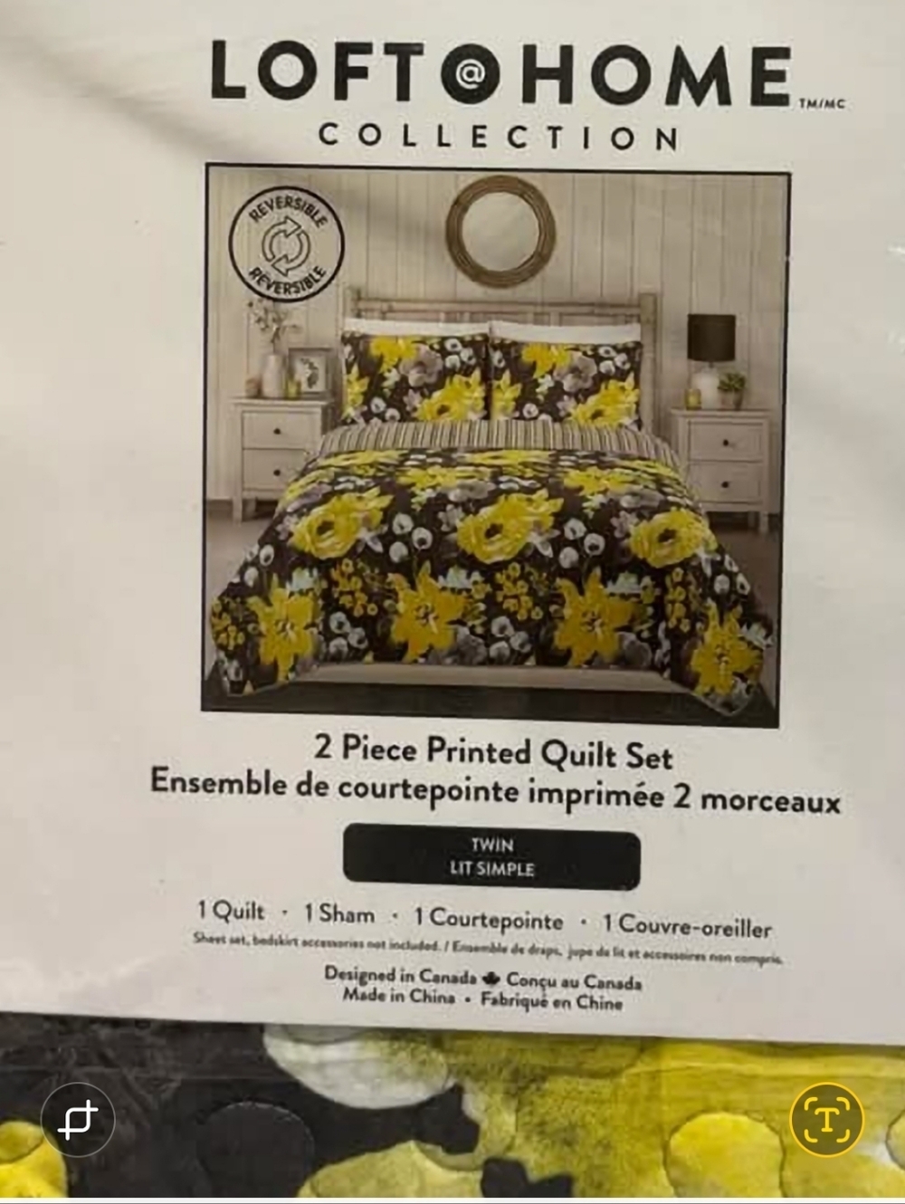 Yellow Floral Printed Quilt Set - Twin